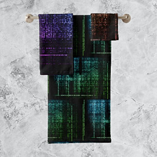 Tauchen Sie ein in digitale Träume: Binary Bliss Badhandtuch Set