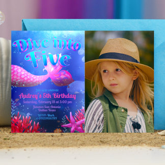 Tauchen Sie ein in fünf - Meerjungfrau mit Foto La Einladung