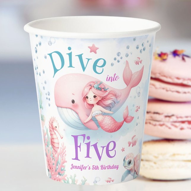 Tauchen Sie in fünf ein! Girl Pink Mermaid 5. Gebu Pappbecher (Von Creator hochgeladen)