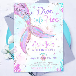 Tauchen Sie in fünf Meerjungfrau Lila Aquamarin 5. Einladung