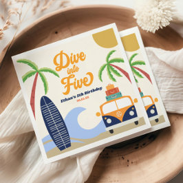 Tauchen Sie in fünf Surf Blue 5. Geburtstagsparty Serviette