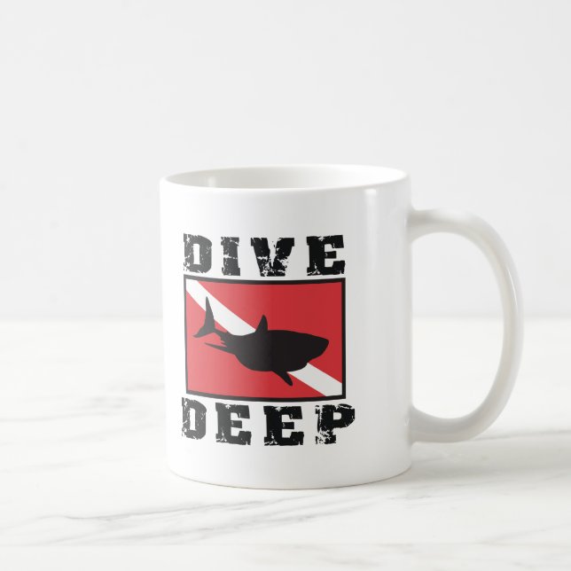 Tauchen-tiefe Haifisch UNTERWASSERATEMGERÄT Flagge Kaffeetasse (Rechts)