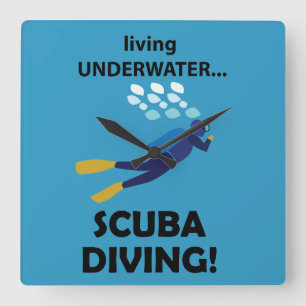 Tauchen Unterwasser Quadratische Wanduhr