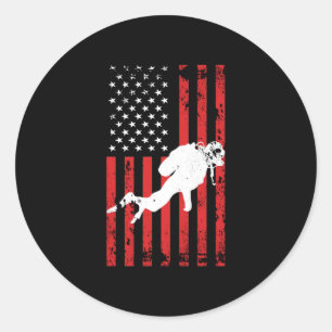 Tauchen USA Flag Patriotic Diver Flag Runder Aufkleber