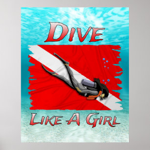 Tauchen wie ein Girl-SCUBA Poster