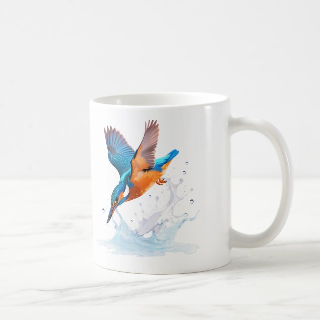 Tauchender Eisvogel Lebendige Wildlife-Kunst Kaffeetasse (Rechts)
