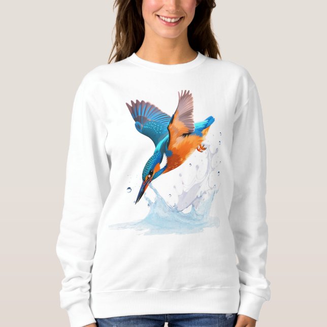 Tauchender Eisvogel Lebendige Wildlife-Kunst Sweatshirt (Vorderseite)
