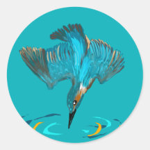 Tauchender Eisvogel-Weinetikett