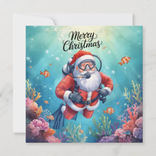 Tauchender Weihnachtsmann Unterwasser-Weihnachten Feiertagskarte