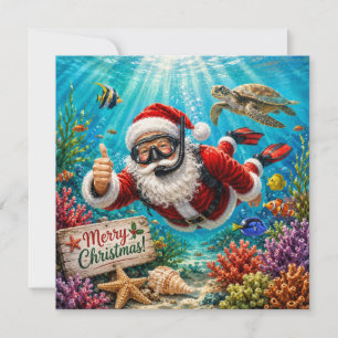 Tauchender Weihnachtsmann Unterwasser-Weihnachten Feiertagskarte