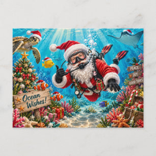 Tauchender Weihnachtsmann Unterwasser-Weihnachtsfe Feiertagspostkarte