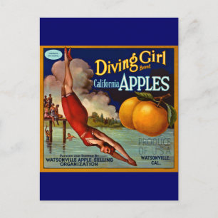 Tauchendes Mädchen Äpfel - Vintage Fruchtkisten Et Postkarte