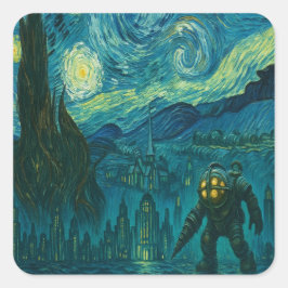 Taucher auf Starry City Sticker