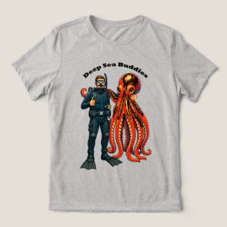 Taucher beim Posieren mit einem riesigen Kraken UR Tri-Blend Shirt