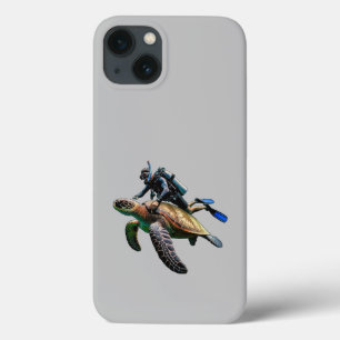 Taucher beim Schwimmen mit einer großen Schildkröt Case-Mate iPhone Hülle