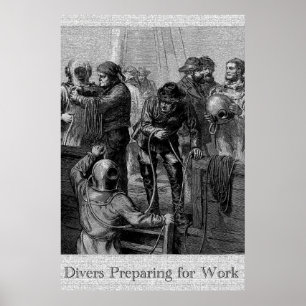 Taucher, die für Plakat der Arbeits-6 x 24 sich
