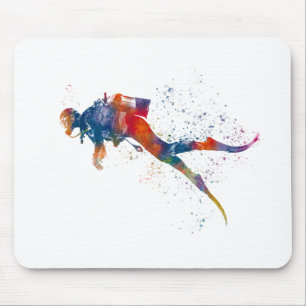 Taucher in Aquarell Mousepad