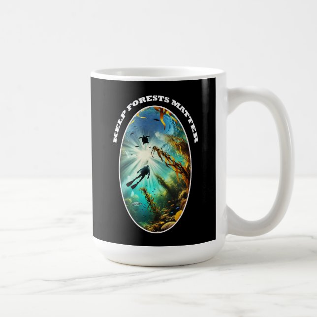 Taucher-Silhouette mit Schildkröte, Fisch und Seet Kaffeetasse (Rechts)