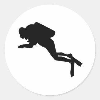 Taucher-Silhouette - Rundaufkleber Runder Aufkleber