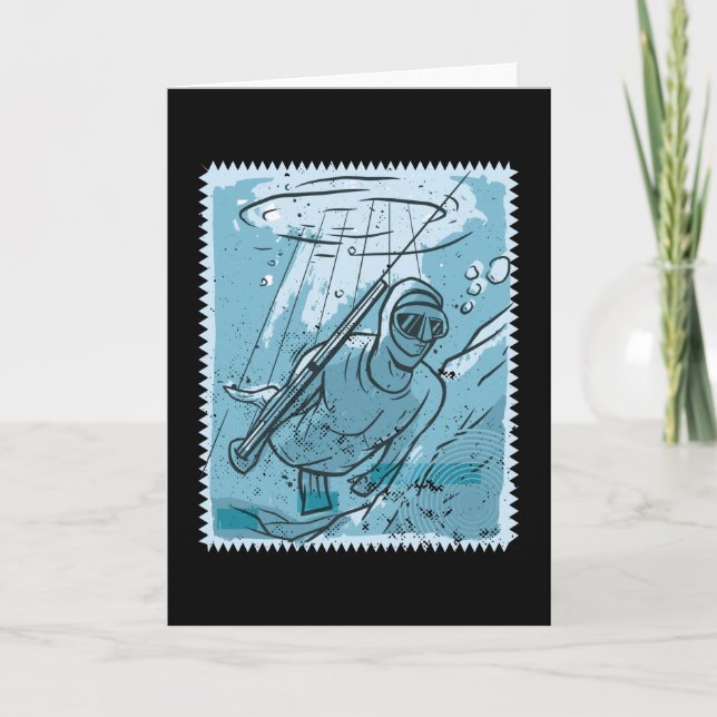 Taucher Speer Angeln Tauchen Geschenk Vater Karte (Vorderseite)
