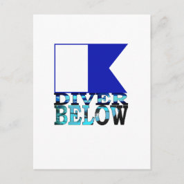 Taucher unterhalb der blauen Postkarte