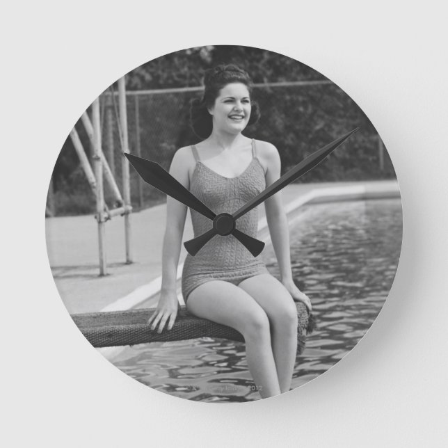 Taucherboard Runde Wanduhr (Vorderseite)