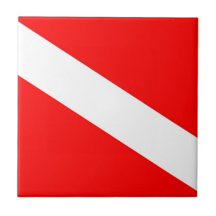 Taucherflagge rotes diagonales Tauchsymbol Fliese