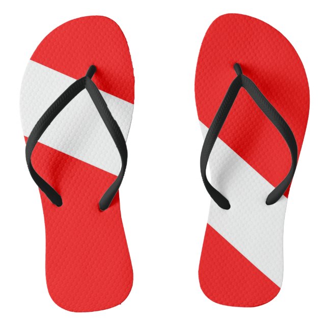 Taucherflagge rotes diagonales Tauchsymbol Flip Flops (Fußbett)