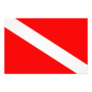 Taucherflagge rotes diagonales Tauchsymbol Fotodruck