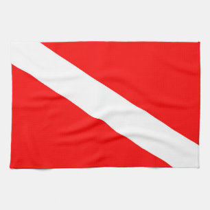Taucherflagge rotes diagonales Tauchsymbol Geschirrtuch