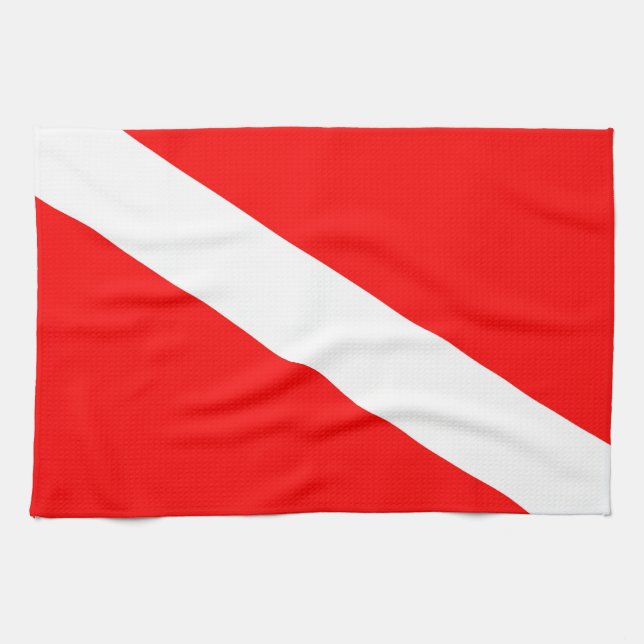 Taucherflagge rotes diagonales Tauchsymbol Geschirrtuch (Horizontal)