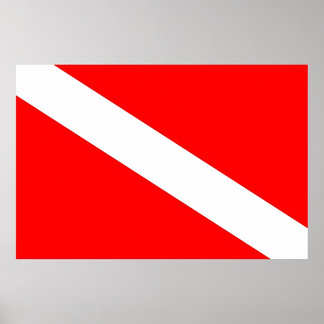 Taucherflagge rotes diagonales Tauchsymbol Poster (Vorne)