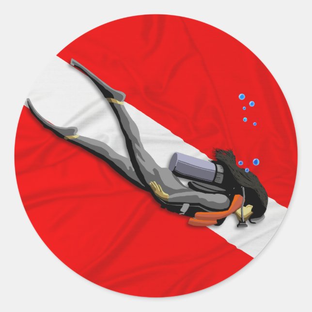 Taucherflagge Runder Aufkleber (Vorderseite)