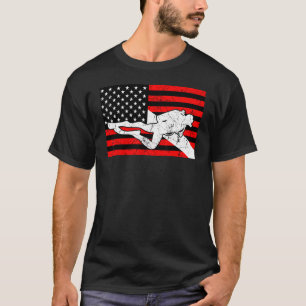 Tauchergeneigte Flagge Vintage-Tauchen Unterwasser T-Shirt