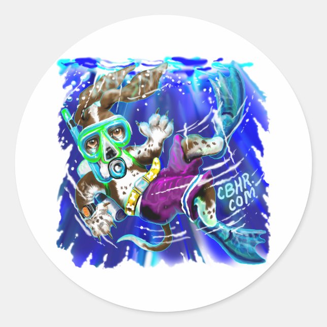 Taucherhund Runder Aufkleber (Vorderseite)