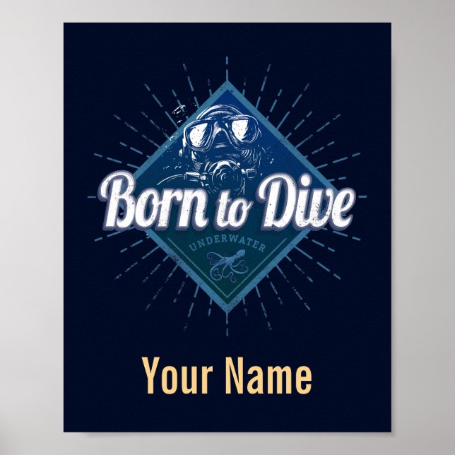 Taucherretro Scuba Diving School Vintag Ocean Poster (Vorne)