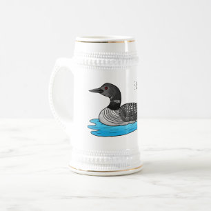 Tauchervogel Cartoon-Illustration Bierglas
