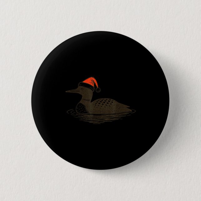 Tauchervogel-Freund Weihnachtsmann-Mütze Weihnacht Button (Vorderseite)