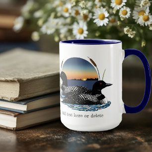Tauchervogel-Paar Sonnenuntergang Blauer See Wildl Tasse