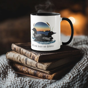 Tauchervogel-Paar Sonnenuntergang Blauer See Wildl Tasse