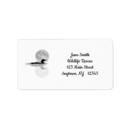 Tauchervogel unter Vollmond-Adressetiketten Adressaufkleber
