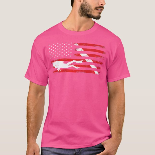 Tauchfahne Scuba Diving American Flag T-Shirt (Vorderseite)
