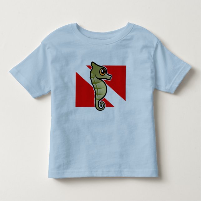 Tauchflagge des Niedlichen Cartoon Seepferd Kleinkind T-shirt (Vorderseite)