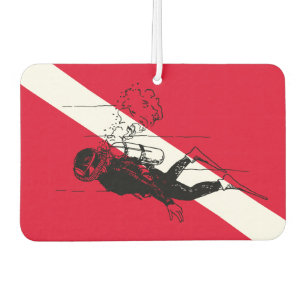 Tauchflagge mit Retro-Taucher-Illustration Autolufterfrischer