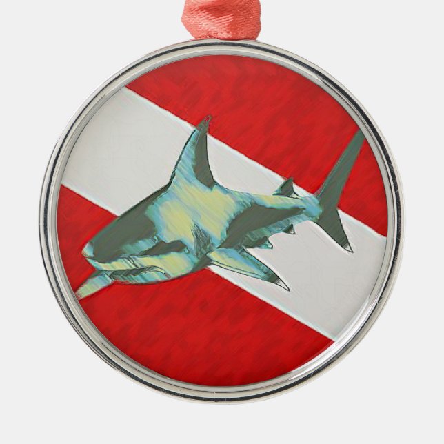 Tauchflaggenhai Silbernes Ornament (Vorne)