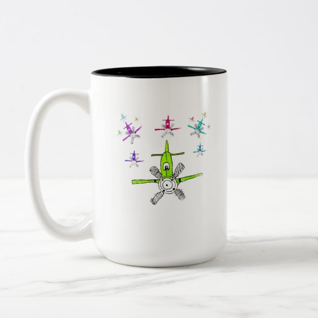Tauchflotte Flugzeuge Zweifarbige Tasse (Links)