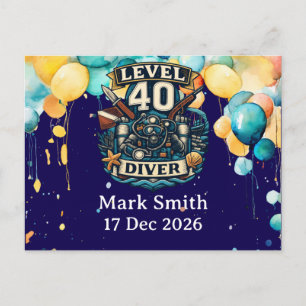 Tauchgang 40. Geburtstag  Postkarte