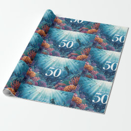 Tauchgang 50. Geburtstag Unterwasser-Geburtstagska Geschenkpapier