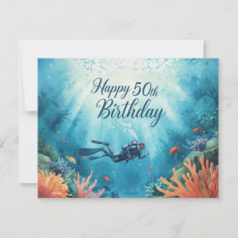 Tauchgang 50. Geburtstag Unterwasser-Geburtstagska Karte