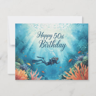 Tauchgang 50. Geburtstag Unterwasser-Geburtstagska Karte